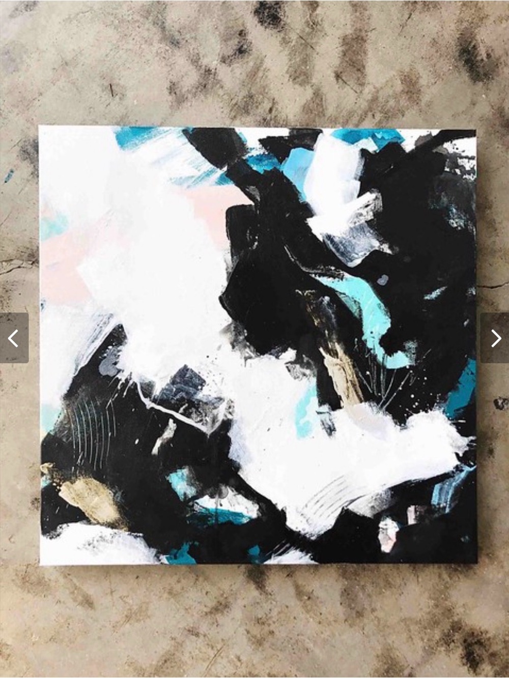 Contemporary Abstract Canvas Art in Black, White & Teal